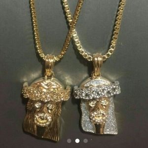 14K gold plated iced out chains combo